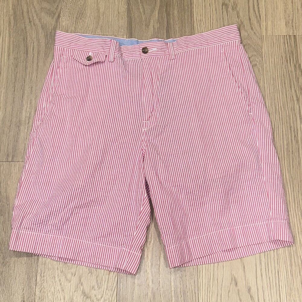 Polo Ralph Lauren Classic Fit Seersucker Shorts Pink Striped Preppy Mens Size 32